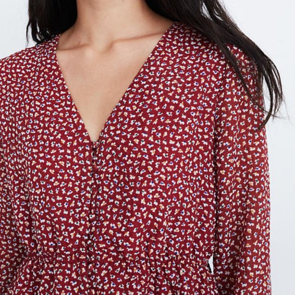 Madewell Overture Top in Ditsy Flowers in Red - Picture 3 of 7
